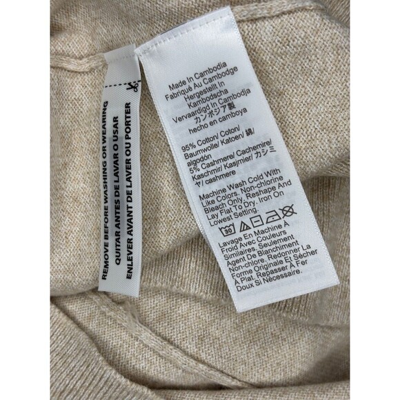 NWT J. Crew Cotton-Cashmere Sweater Puff Sleeve Crewneck Tan Women's LG MSRP $98 - Picture 4 of 4